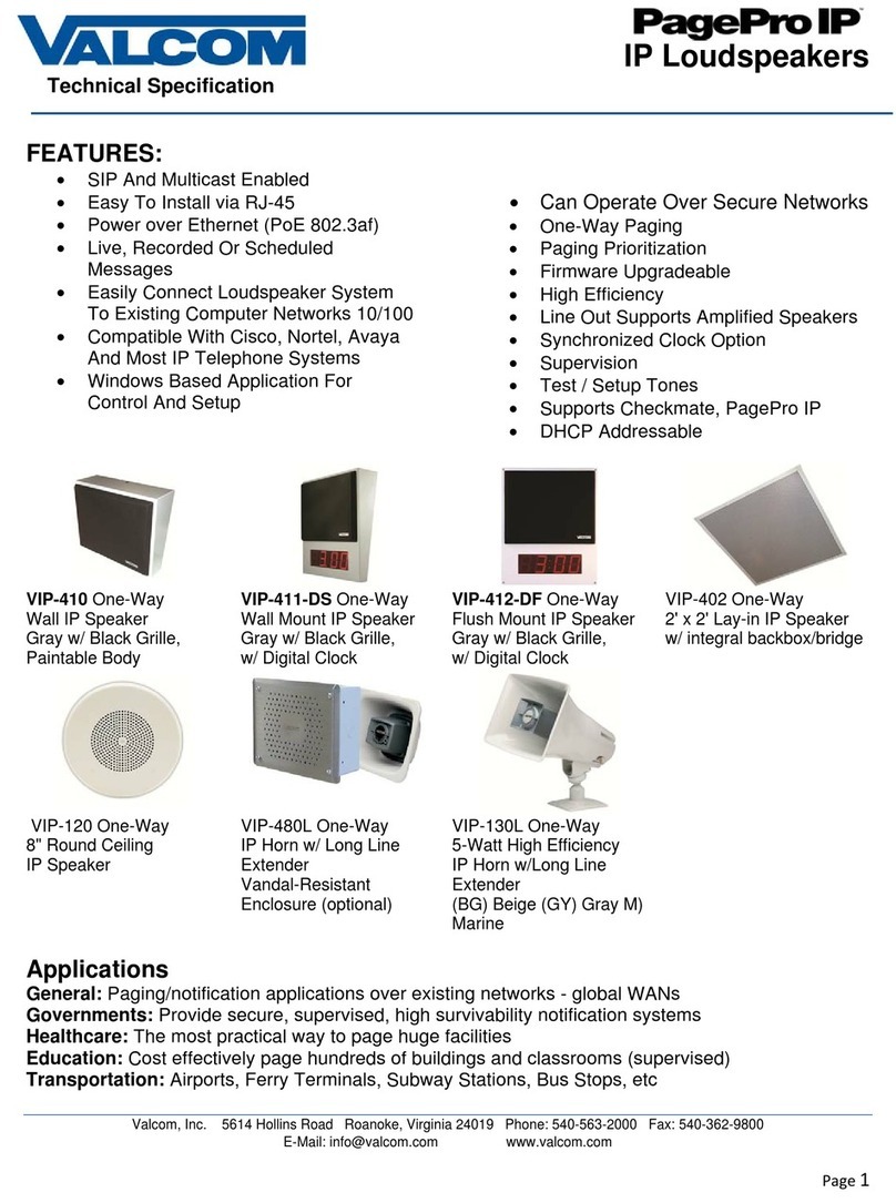 Valcom PagePri IP Technical specification