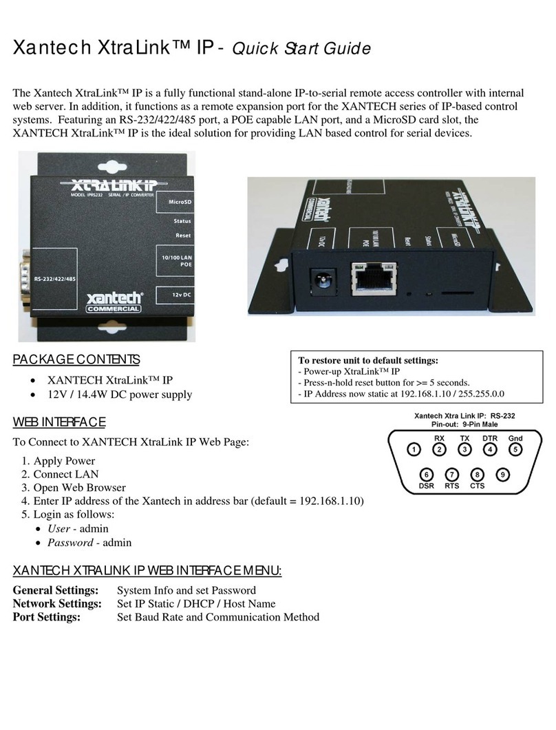 Xantech XTRALINK IP quick start guide