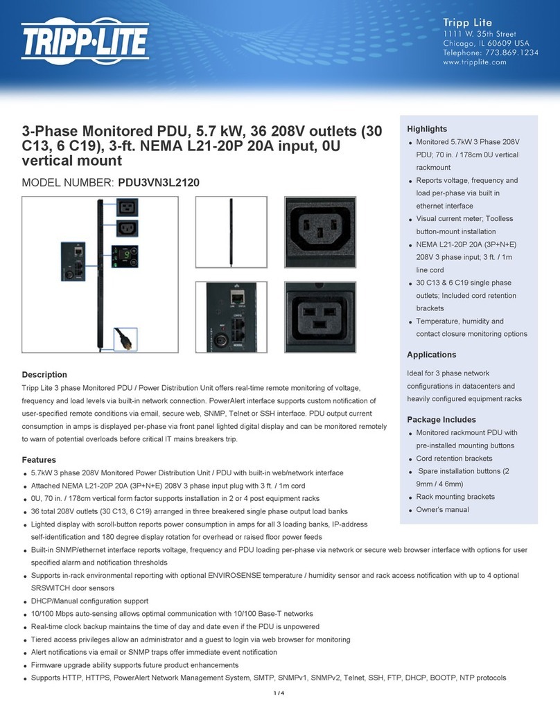Tripp Lite PDU3VN3L2120 User manual