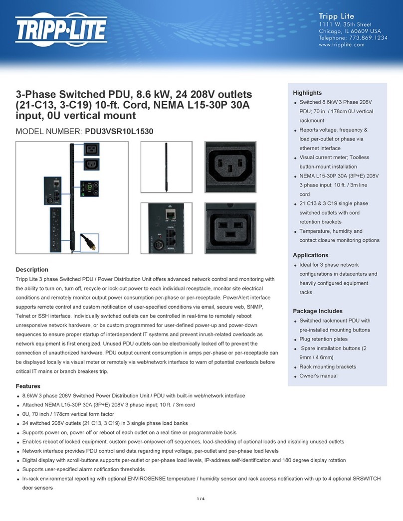 Tripp Lite PDU3VSR10L1530 Brochure & specs