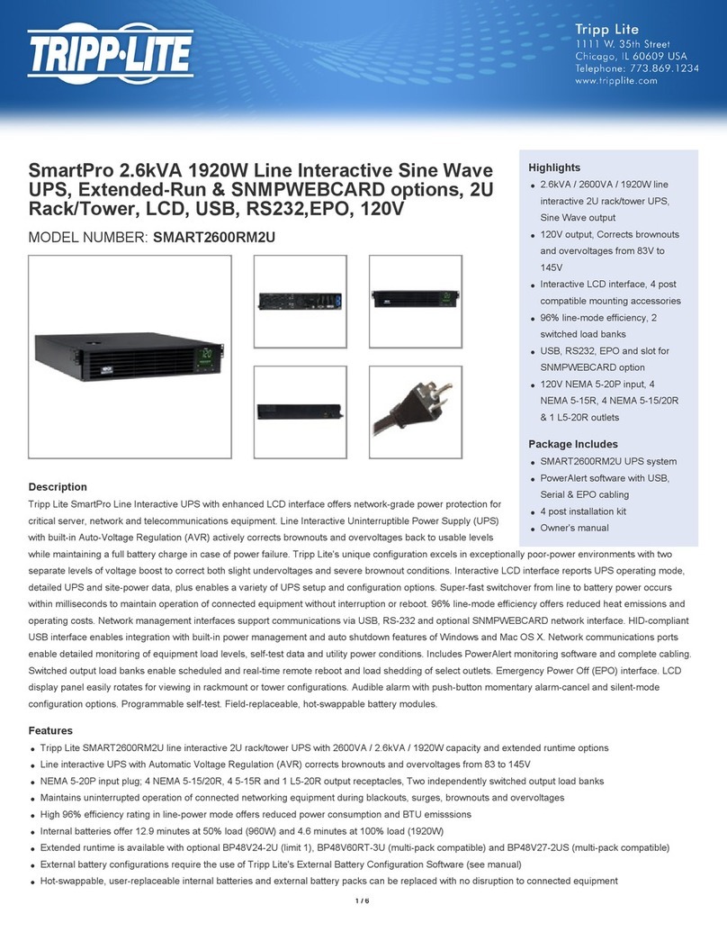Tripp Lite SmartPro SMART2600RM2U Installation guide