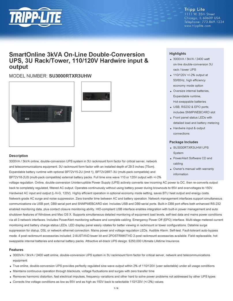 Tripp Lite SmartOnline SU3000RTXR3UHW Quick manual