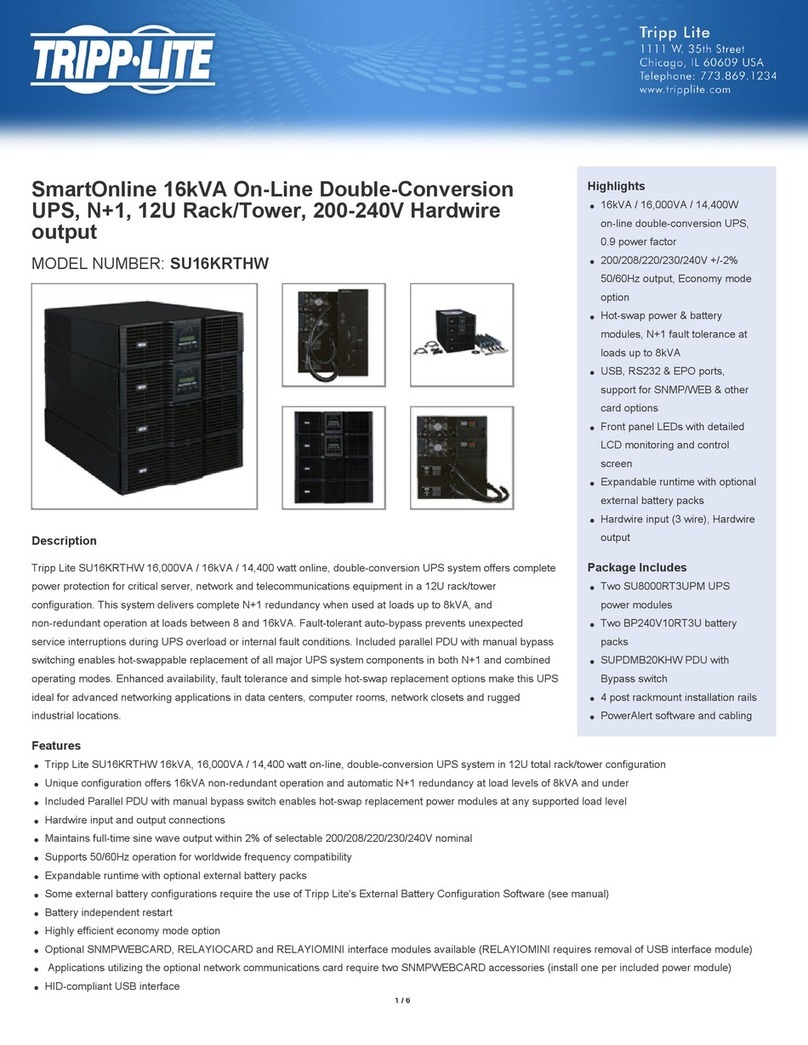Tripp Lite SmartOnline SU16KRTHW Installation guide
