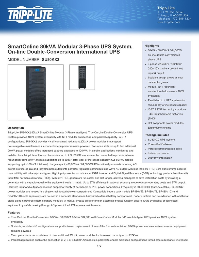 Tripp Lite SmartOnline SU80KX2 Installation guide