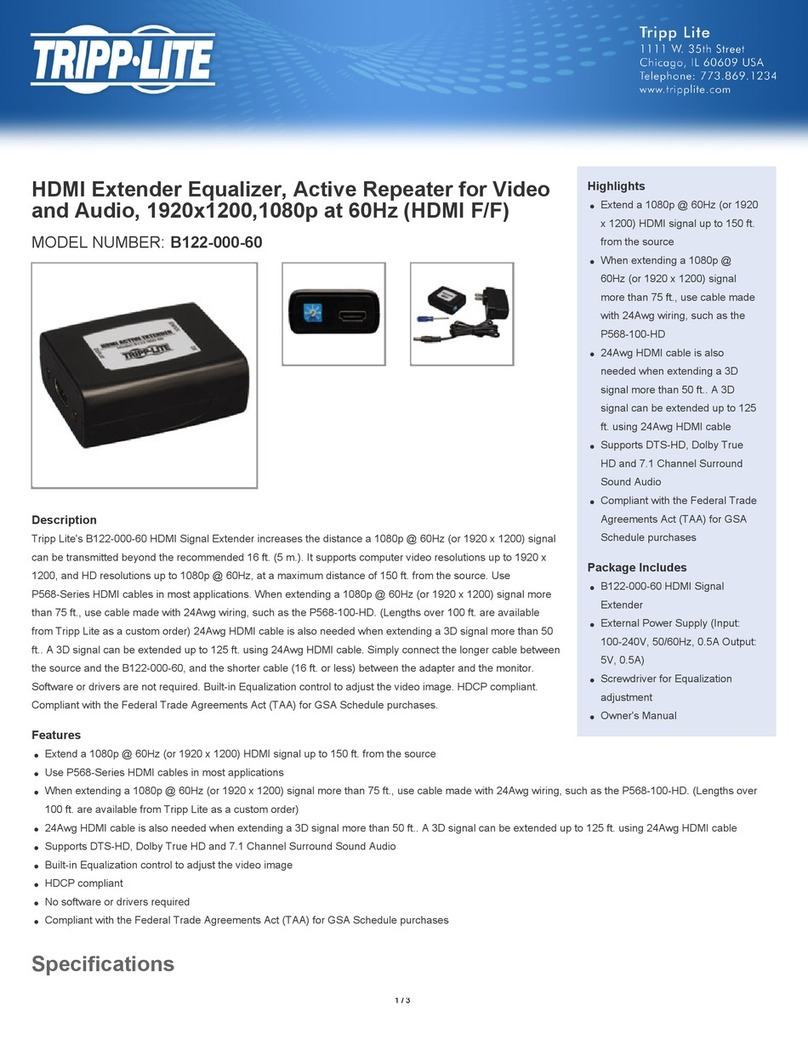 Tripp Lite HDMI B122-000-60 quick guide