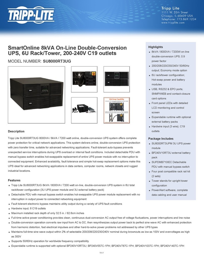 Tripp Lite SmartOnline SU8000RT3UG Specifications