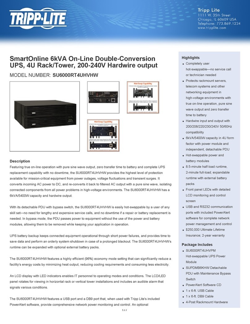 Tripp Lite SmartOnline SU6000RT4UHVHW Installation guide