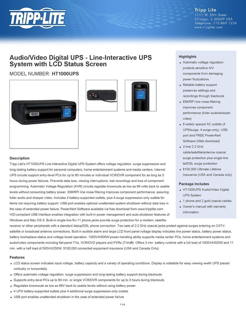 Tripp Lite HT1000UPS User manual