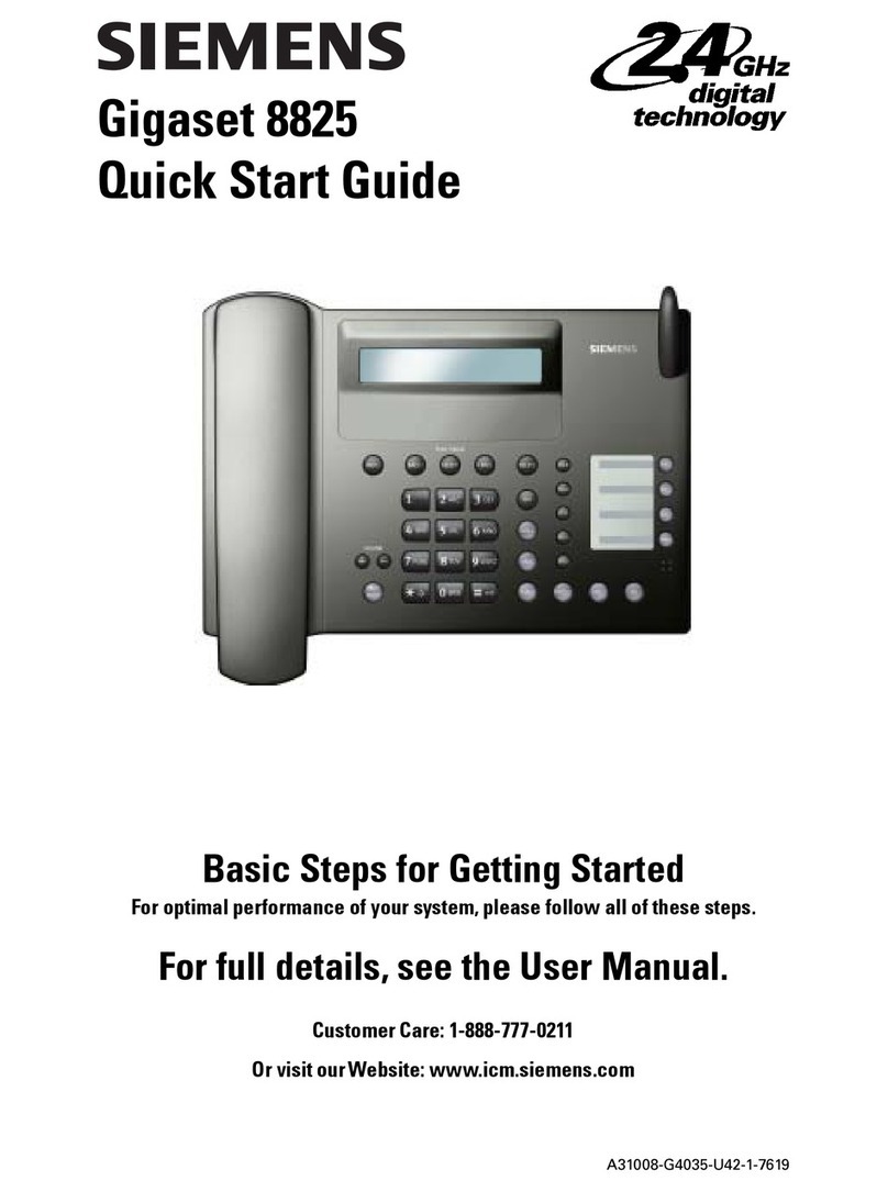 Siemens Gigaset 8825 quick start guide