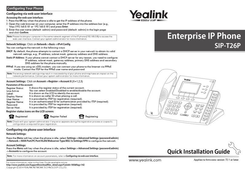 Yealink Yealink SIP-T26P User manual