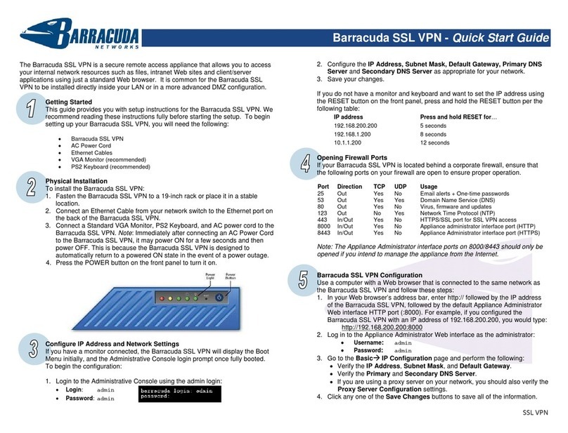 Barracuda Networks SSL VPN quick start guide Barracuda Networks SSL VPN quick start guide