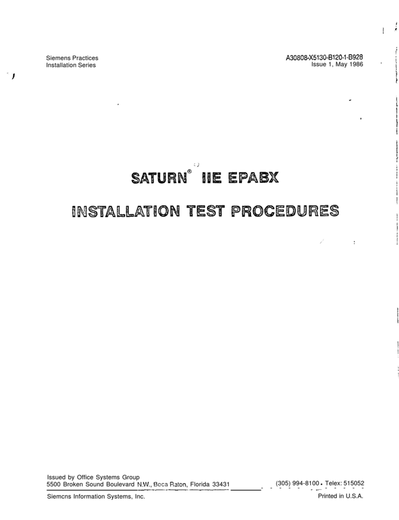 Siemens SATURN IIE EPABX Installation test procedures Siemens SATURN IIE EPABX Installation test procedures
