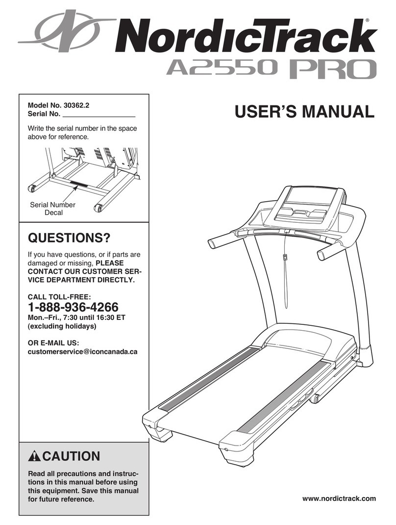 NordicTrack A2550 Pro Treadmill User manual