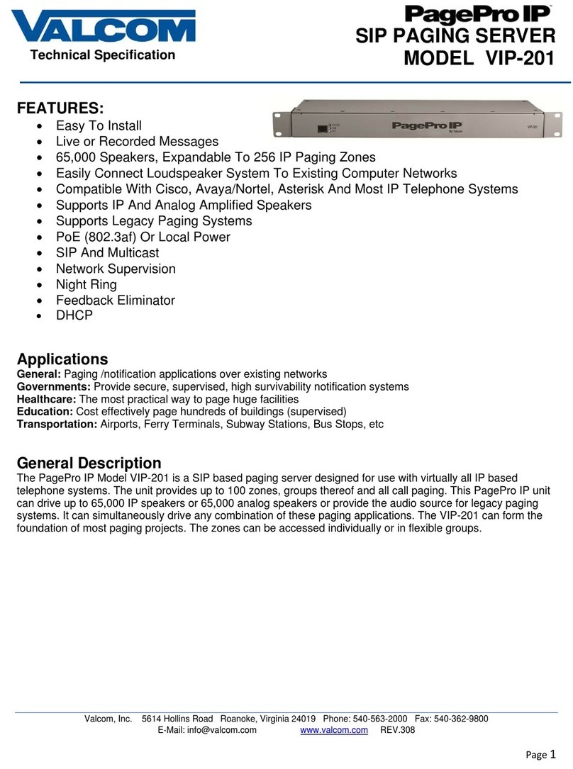 Valcom PagePro IP VIP-201 Manual