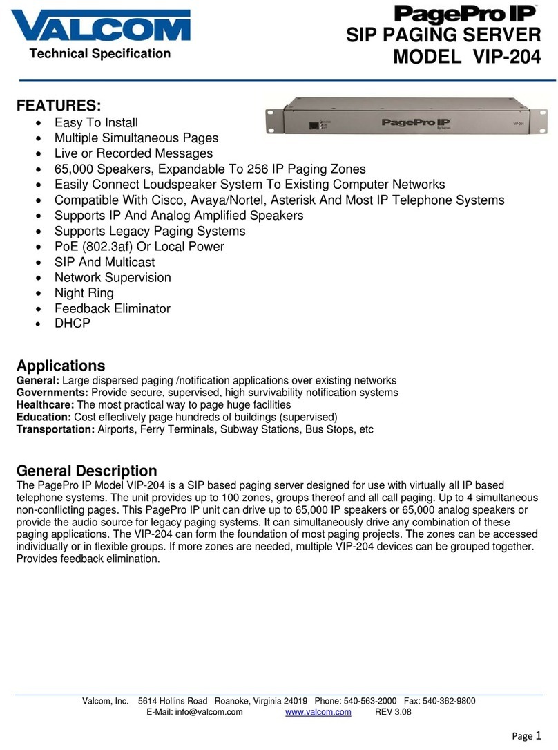 Valcom PagePro IP VIP-204 Manual