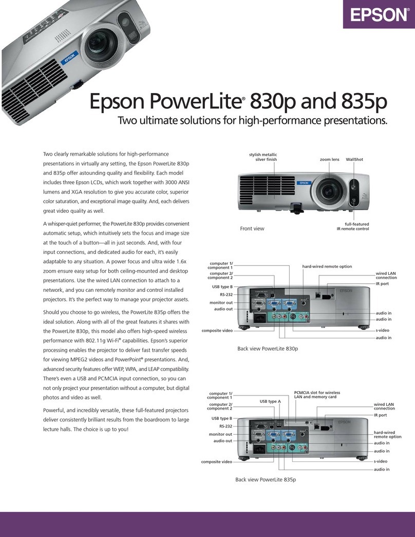 Epson 830p - PowerLite XGA LCD Projector Specification sheet