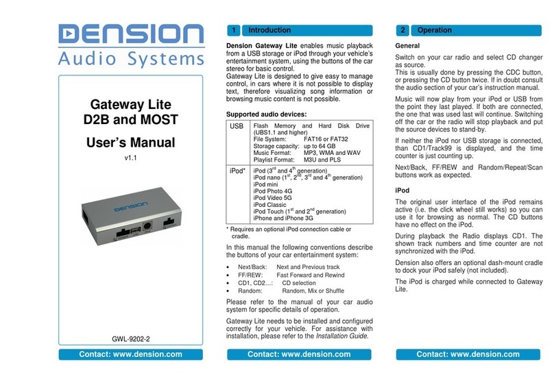 Dension Gateway Lite D2B user manual