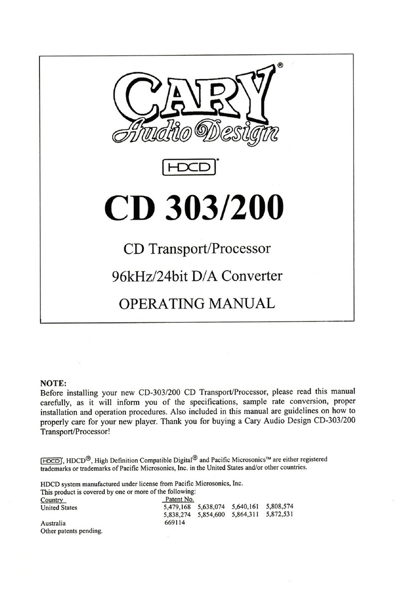 Cary Audio Design CD 303 User manual