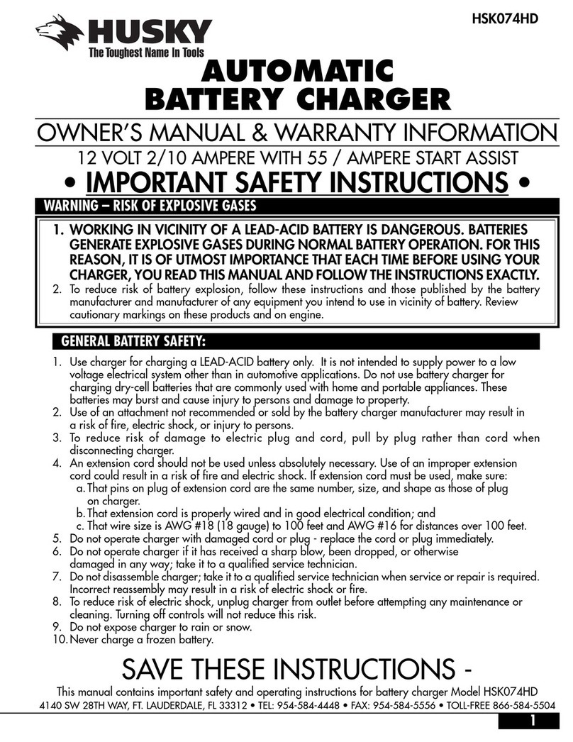 Husky AUTOMATIC BATTERY CHARGER Owner's manual & warranty information Husky AUTOMATIC BATTERY CHARGER Owner's manual & warranty information