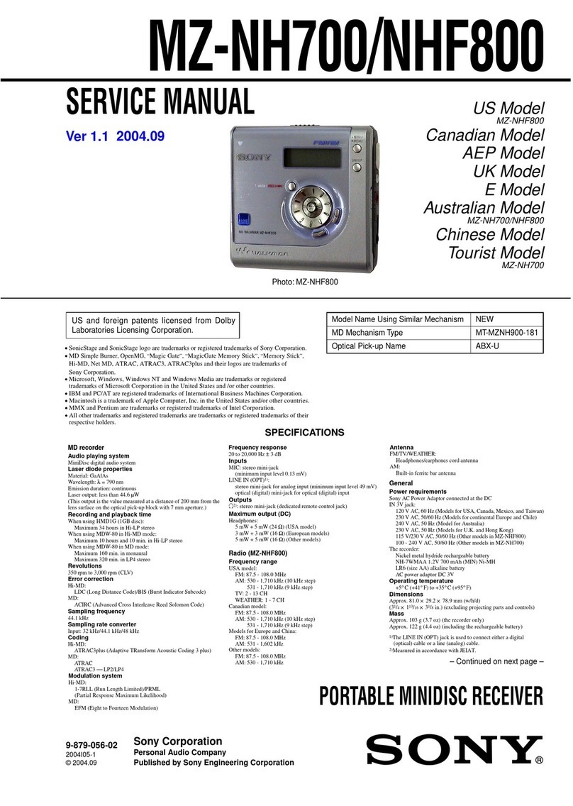 Sony MZ-NHF800 User manual