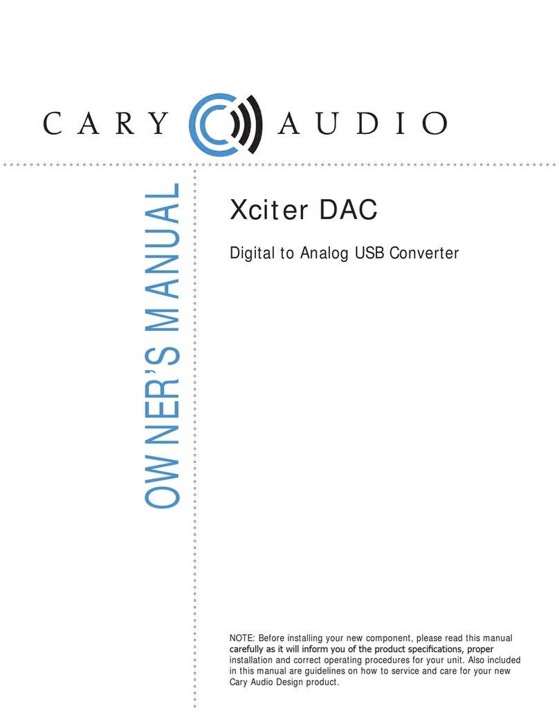 Cary Audio Design Xciter DAC owner's manual