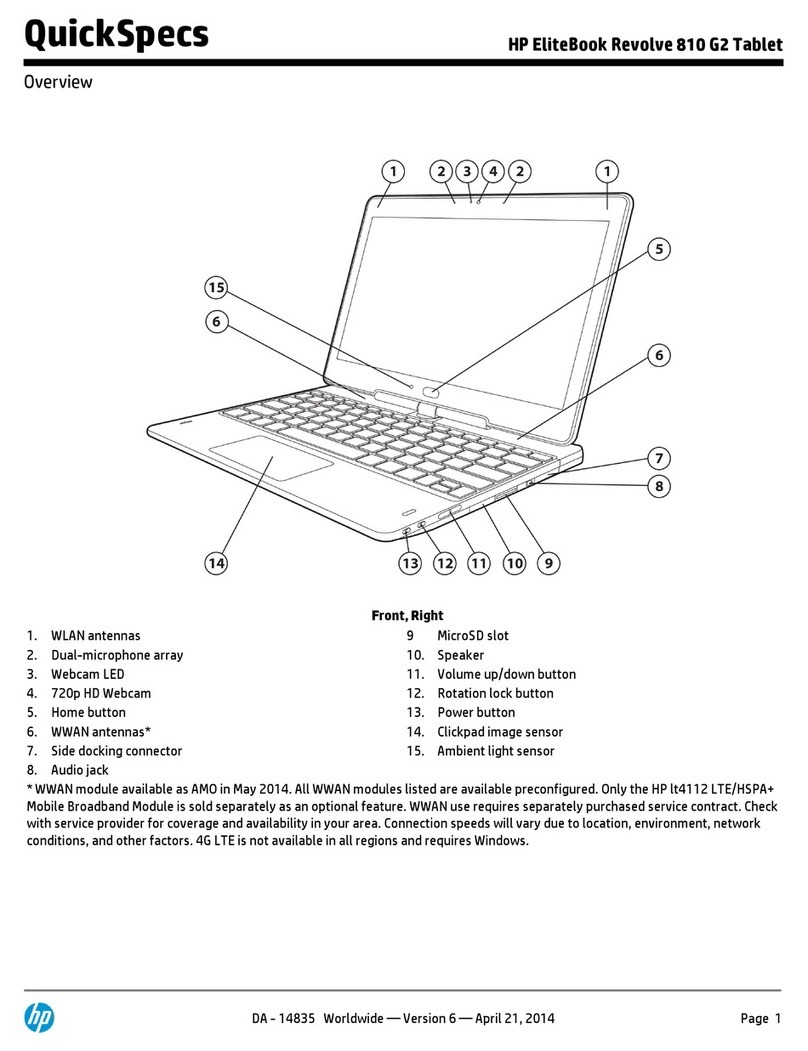 HP EliteBook Revolve 810 G2 Tablet User instructions