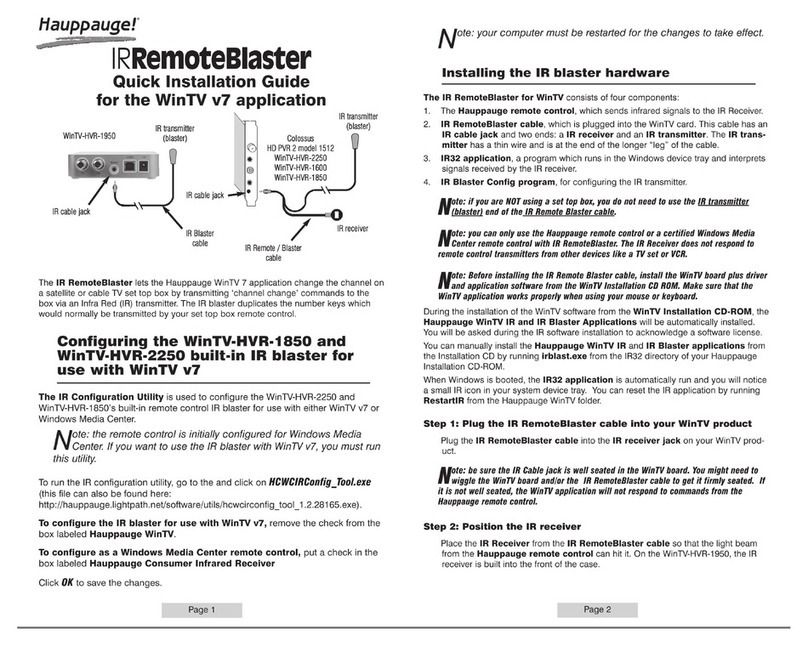 Hauppauge WinTV-HVR-1850 User manual
