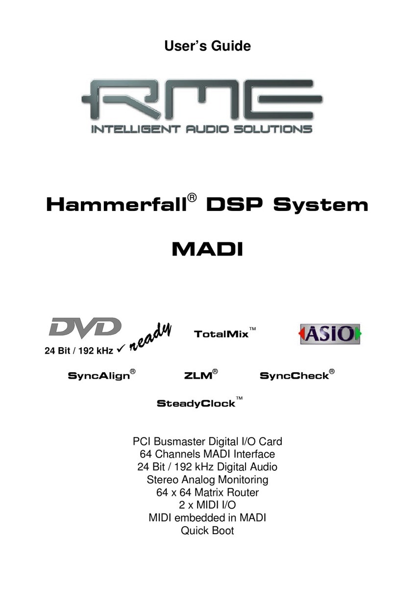 RME Audio Hammerfall DSP System MADI user guide