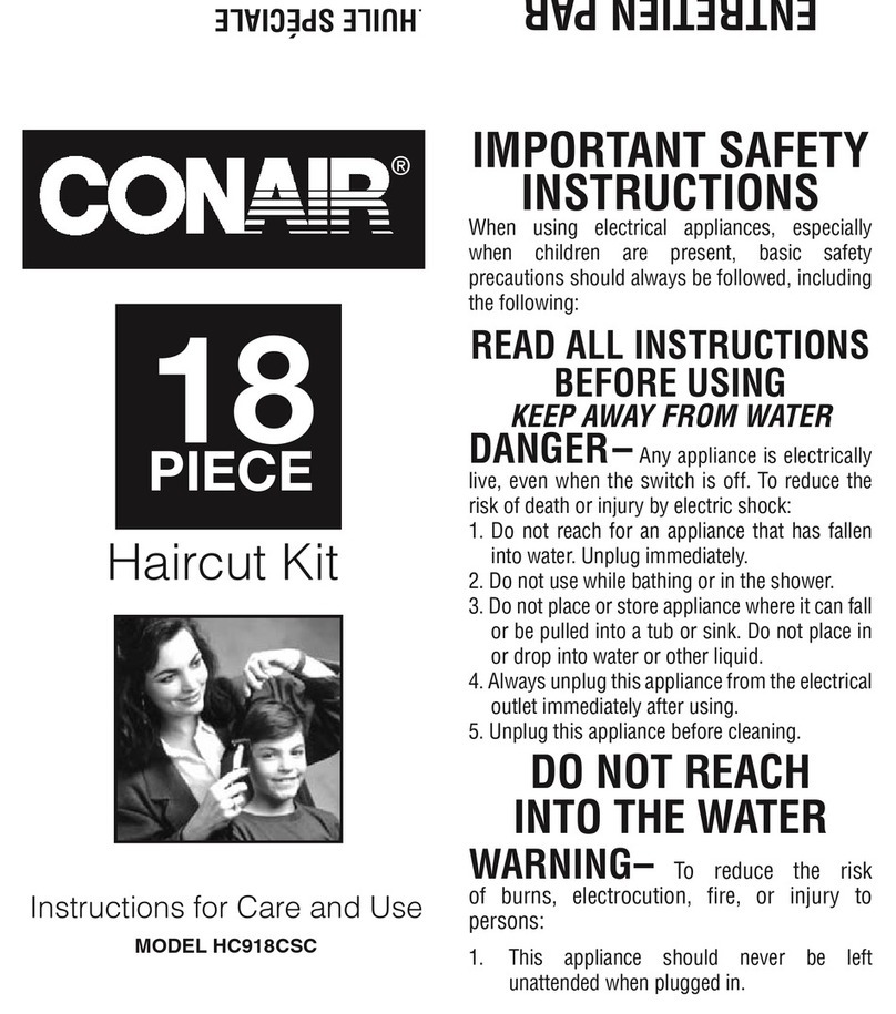 Conair 18 PIECE HC918CSC User manual