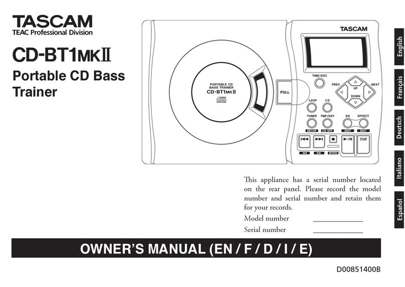 Tascam CD-BT1mkII owner's manual