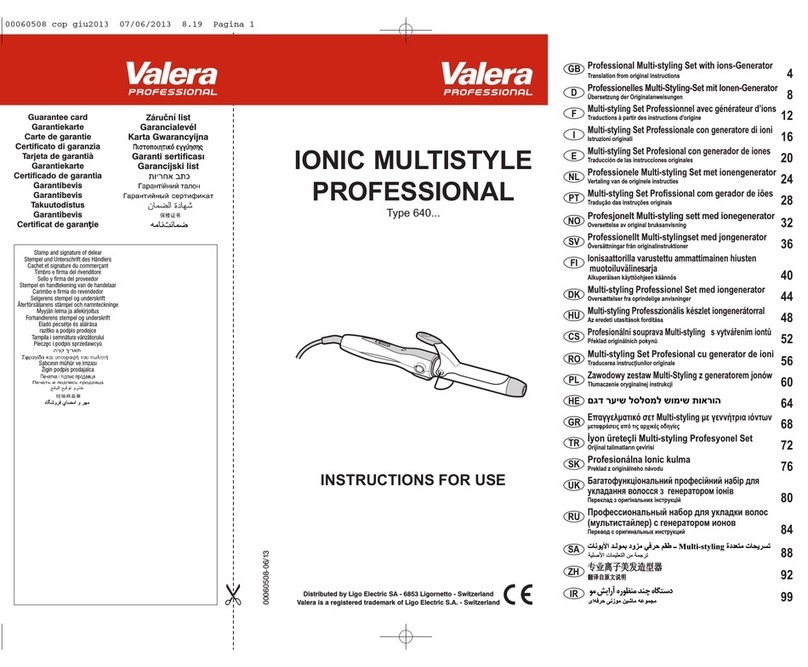 VALERA IONIC MULTISTYLE PROFESSIONAL 640 Instructions for use