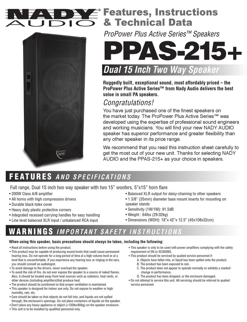 Nady Systems PPAS-215+ Features, instructions & technical data