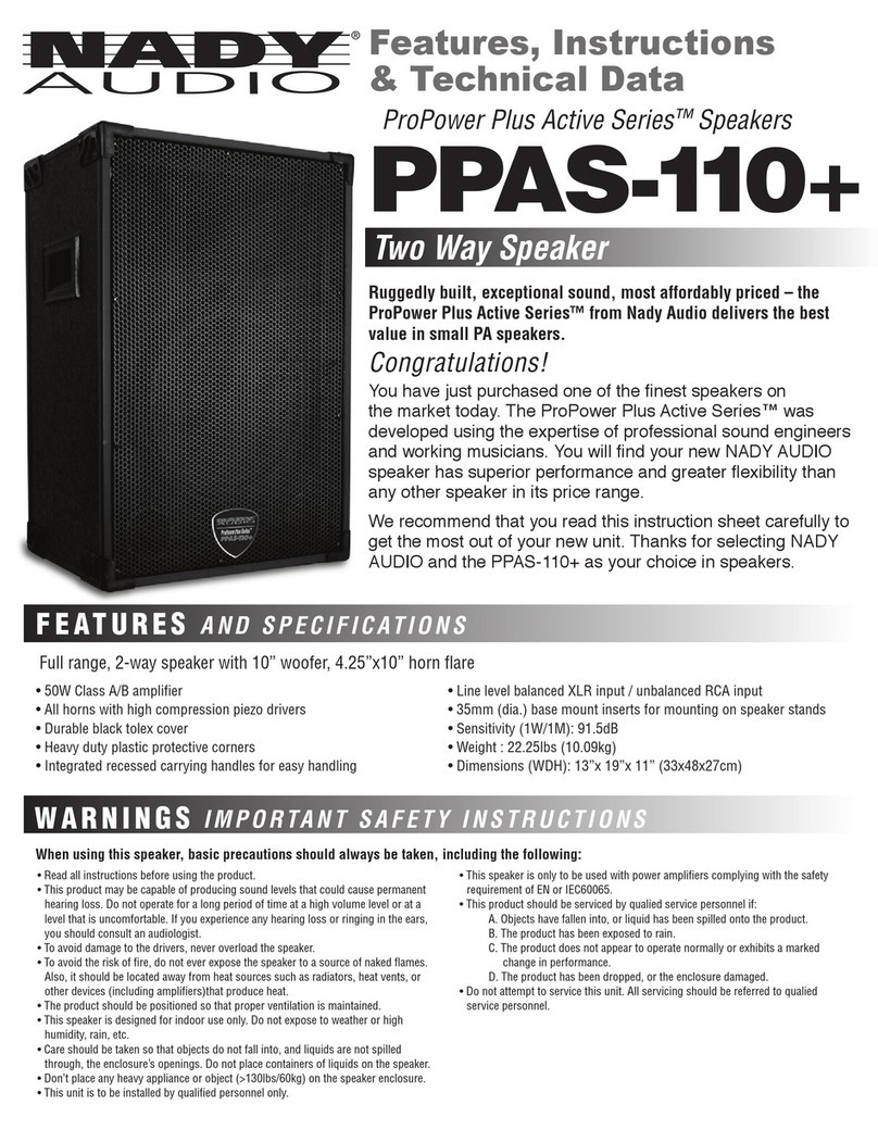 Nady Systems PPAS -110+ Features, instructions & technical data