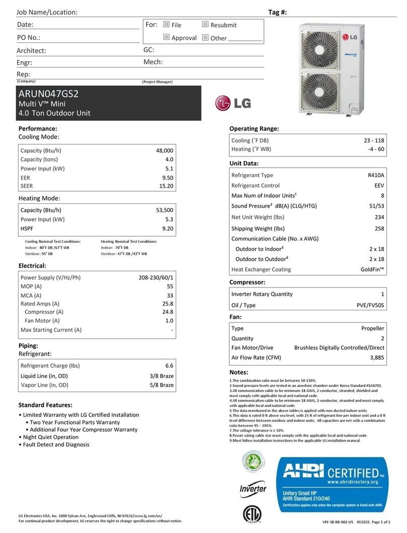 LG MULTI V MINI ARUN047GS2 quick guide