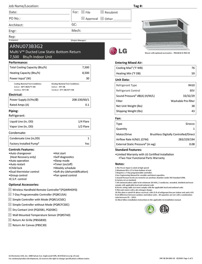 LG Multi V ARNU073B3G2 User manual