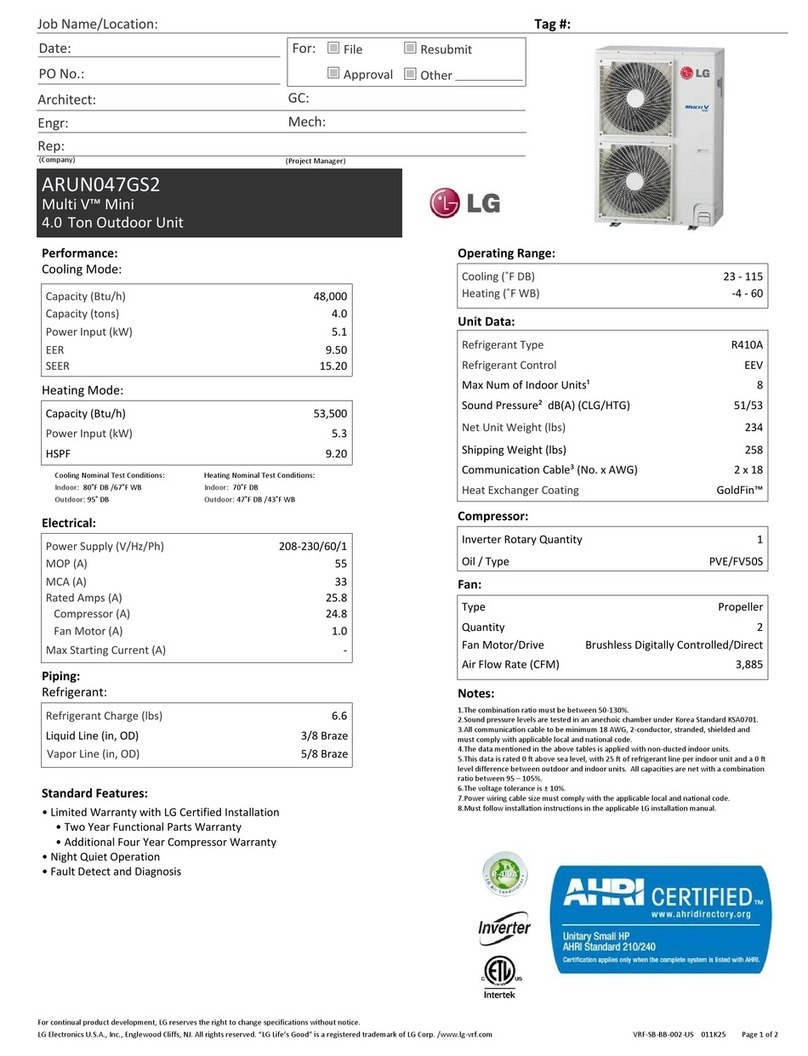 LG MULTI V MINI ARUN047GS2 quick guide