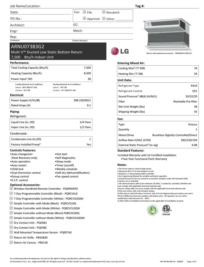 LG Multi V ARNU073B3G2 User manual