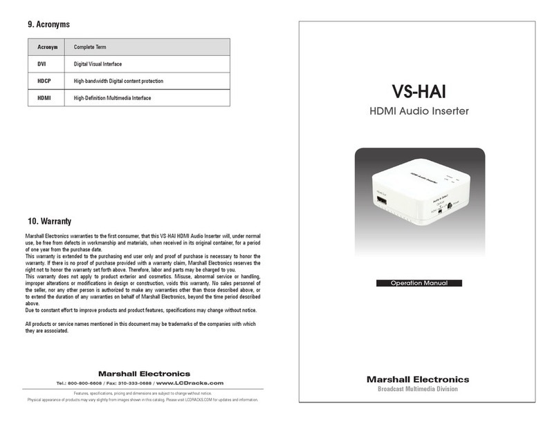 Marshall Electronics VS-HAI Operation manual Marshall Electronics VS-HAI Operation manual