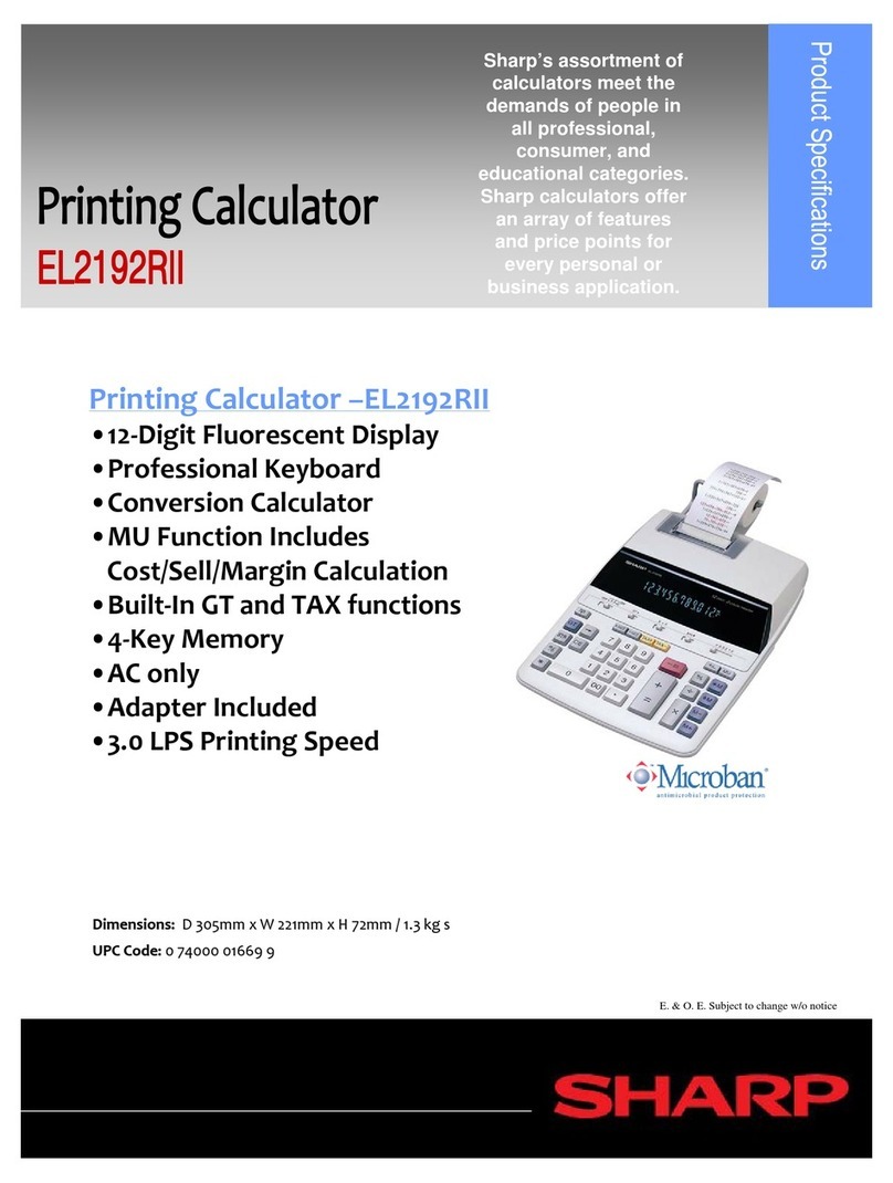 Sharp EL2192RII - Printing Calculator Installation instructions
