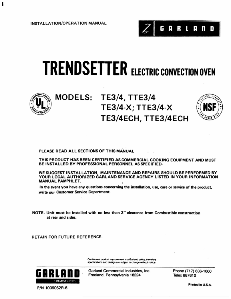 Garland TRENDSETTER TE3/4 Installation & operation manual