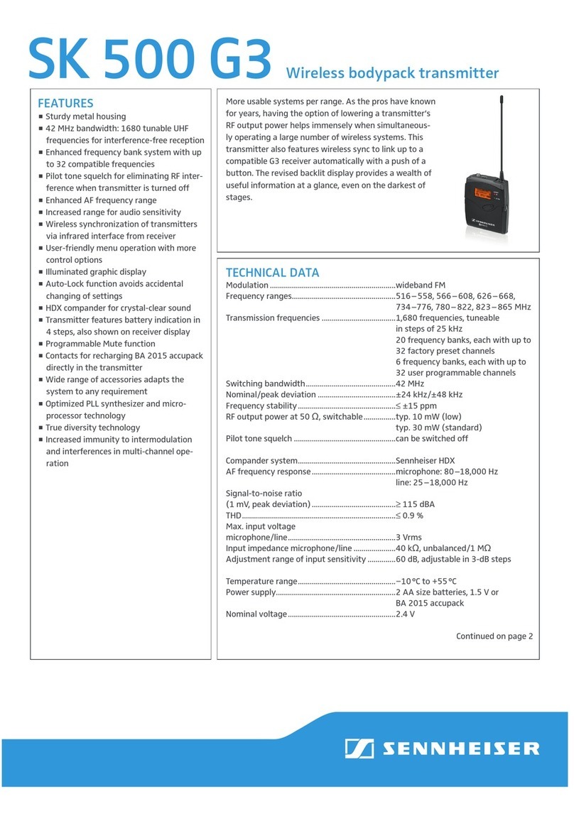 Sennheiser SK 500 G3 Specifications Sennheiser SK 500 G3 Specifications