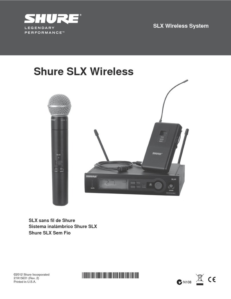 Shure SLX Wireless System User manual Shure SLX Wireless System User manual