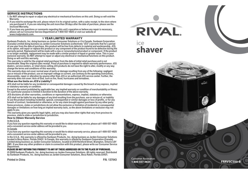 Rival FRRVSC500-B owner's guide
