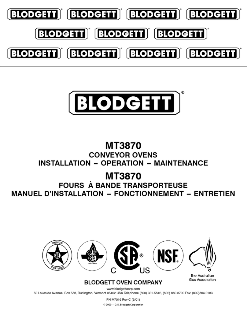 Blodgett MT3870 Instruction manual