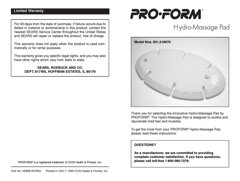 Pro-Form Hydro-Massage Pad User manual