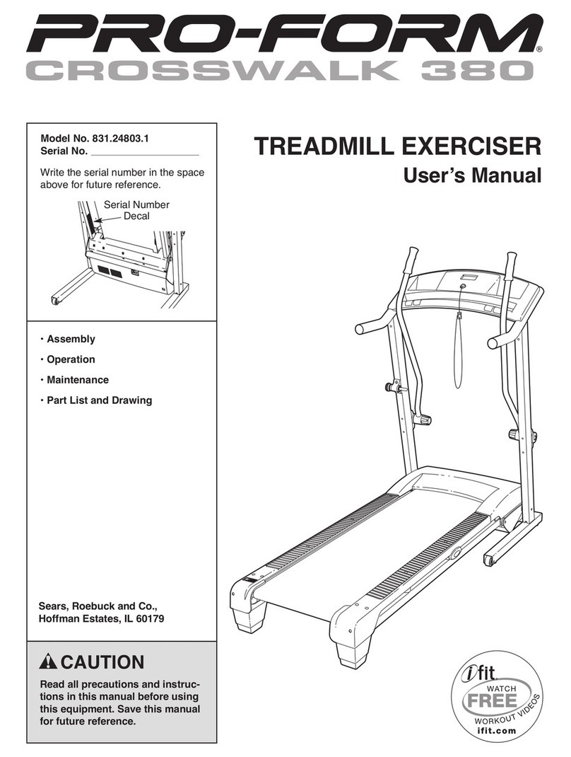 Pro-Form CROSSWALK 380 user manual