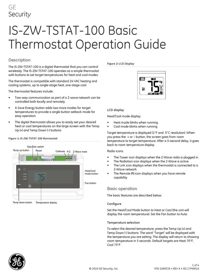 GE Security IS-ZW-TSTAT-100 Operation guide GE Security IS-ZW-TSTAT-100 Operation guide