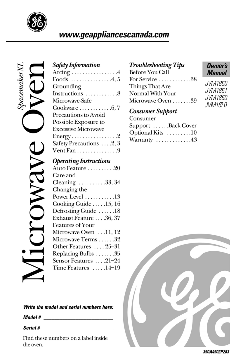 GE Spacemaker XL JVM1850 User manual GE Spacemaker XL JVM1850 User manual