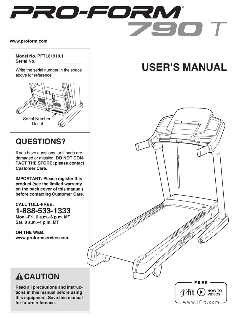 Pro-Form 790t Treadmill User manual
