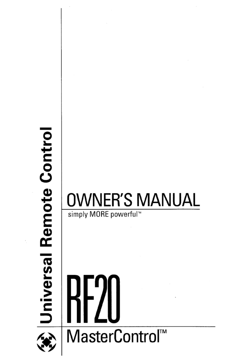 Universal Remote Control MASTERCONTROL RF20 owner's manual